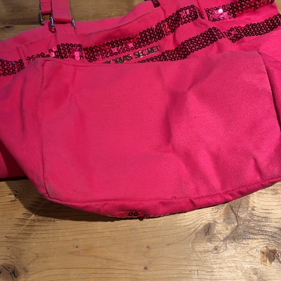 Victoria’s Secret sequin canvas Shoulder tote overnight beach gym bag - Picture 8 of 14